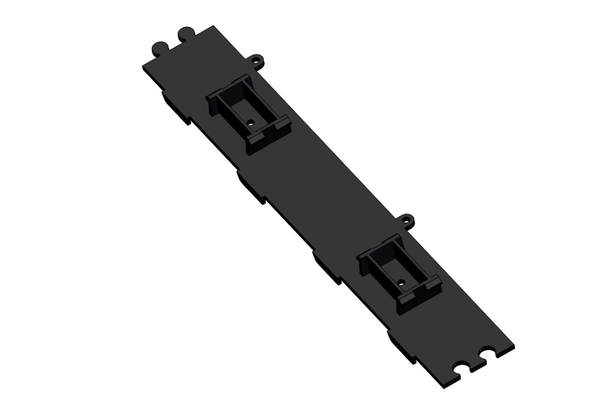 Black plastic DockDeck 12-inch mounting clip with concealed fastening tabs